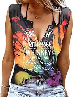 Damen Sommer Casual Tank Top Frauen Ärmellose Basic T Shirt schwarz Locker Oberteile Sexy V-Ausschnitt Weste Tunika Blusentop (2XL, Mehrfarbig) von CM C&M WODRO