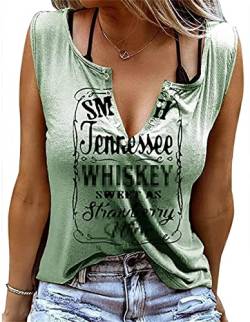 Damen Sommer Casual Tank Top Frauen Ärmellose Basic T Shirt schwarz Locker Oberteile Sexy V-Ausschnitt Weste Tunika Blusentop (S, Grün) von CM C&M WODRO