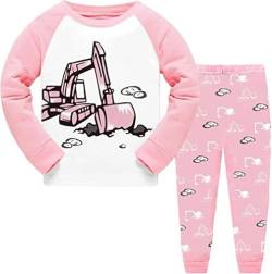 CM-Kid Baby Mädchen per Bambini, Pigiami Pyjama-Set, Escavatore rosa, 2 anni von CM-Kid