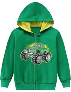 CM-Kid Hoodie Baby Jungen 3D Kapuzenpullover Reißverschluss Kinder Langarm Kapuzenjacke 1 2 Jahre Truck Grün Gr.92 von CM-Kid