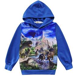 CM-Kid Hoodie Jungen Langarmshirt Kapuzen Kinder Sweatshirt 3D Kapuzenpullover Baumwolle Frühling Sommer Herbst Dinosaurier Blau 5 6 Jahre 116 von CM-Kid