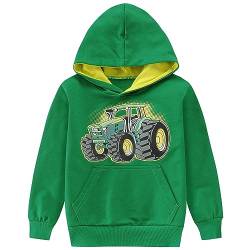 CM-Kid Hoodie Jungen Langarmshirts Kapuzenpullover Kinder Sweatshirt 3D Tops Warm 6 7 Jahre Traktor Grün Gr.122 von CM-Kid