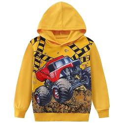 CM-Kid Jungen Hoodie Langarm Shirts Kinder Sweatshirts 3D Kapuzenpullover Baumwolle Warm Tops 3 4 Jahre Truck Gelb Gr.104 von CM-Kid