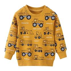 CM-Kid Pullover Jungen Langarmshirt Kinder Sweatshirts Winter Warm 4 5 Jahre Auto Gelb Gr.110 von CM-Kid