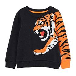 CM-Kid Pullover Jungen Sweatshirt Baumwolle Fleece Kinder Langarmshirt Frühling Herbst Winter Warm Tiger Schwarz 1 2 Jahre 92 von CM-Kid