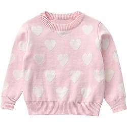 CM-Kid Pullover Mädchen Strickpullover Langarm Sweater Kinder Sweatshirt Warm Winter 4 5 Jahre Herzform Rosa Gr.116 von CM-Kid