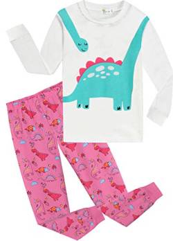 CM-Kid Schlafanzug Mädchen Lang Kinder Pyjama Set Baumwolle Frühling Herbst Winter 3 4 Jahre Dino Gr.104 von CM-Kid