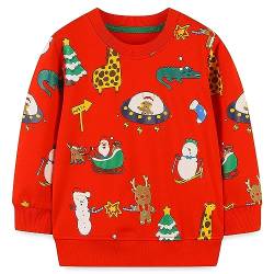CM-Kid Sweatshirt Jungen Langarm Kinder Pullover Shirts Winter Warm Tops 5 6 Jahre Weihnachten Rot Gr.116 von CM-Kid
