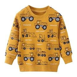 CM-Kid Sweatshirt Jungen Langarm Shirt Kinder Pullover Baumwolle Warm 5 6 Jahre Auto Gelb Gr.116 von CM-Kid