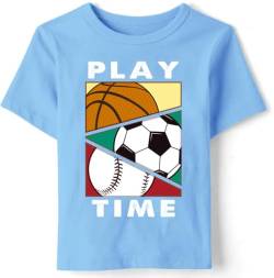 Jungen T-Shirts Sommer Fußball Basketball Tennis Kurzarm Tees Kinder Tops 10 11 Jahre Ball Blau Gr.134 von CM-Kid