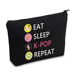 CMNIM K-POP Make-up-Tasche Eat Sleep K-POP Repeat Travel Pouch K-pop Merchandise Geschenk für Frauen Mädchen, Eat Sleep K-POP Repeat Black MB, 25.4*17.01*6.35cm, Damen von CMNIM