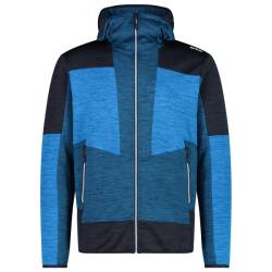 CMP - Jacket Fix Hood Melange Grid Tech - Fleecejacke Gr 48 blau von CMP