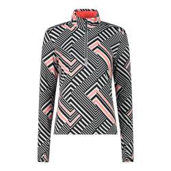 CMP Unlimitech Damenpullover mit halbem Reißverschluss aus Jersey, zp Nero-red Fluo,36 von CMP