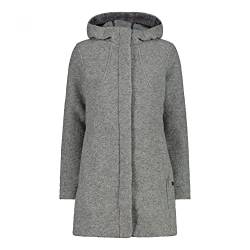 CMP W Coat Fix Hood Iv Grau - Modischer praktischer Damen Wintermantel, Größe 38 - Farbe Grey Melange von CMP