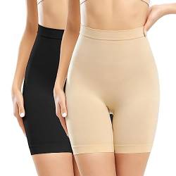 CMTOP Bauchweg Slip Damen Shapewear Unterwäsche Radlerhosen Hohe Taille Stark Formend Miederpant for Women 2er Pack XL von CMTOP