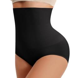 CMTOP Bauchweg Unterhose Damen Shapewear Miederhose Hohe Taille Stark Formend Bauch Weg Bauchkontrolle Unterwäsche Figurformende Tanga für Frauen(Schwarz,M) von CMTOP