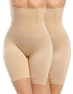 CMTOP Damen Figurenformend Miederpants Miederhose Shapewear Bauch-Weg-Effekt Formt Sofort Body Shaper mit Bein Hohe Taille Unterwäsche Atmungsaktive Nahtlose(Farbe*2,M) von CMTOP