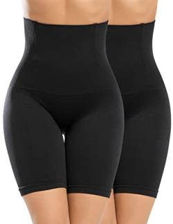 CMTOP Damen Figurenformend Miederpants Miederhose Shapewear Bauch-Weg-Effekt Formt Sofort Body Shaper mit Bein Hohe Taille Unterwäsche Atmungsaktive Nahtlose(Schwarz*2,L) von CMTOP