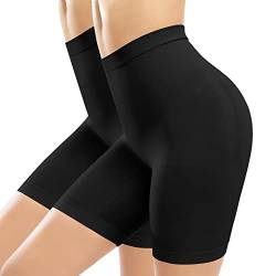 CMTOP Damen Shapewear Mieder mit Beinformer Hohe Taille Tropfen Bauch-Weg-Effekt Shapewear Ab Sofort Gültig Nahtlos Sicherheitshose Schwarz*2,L von CMTOP