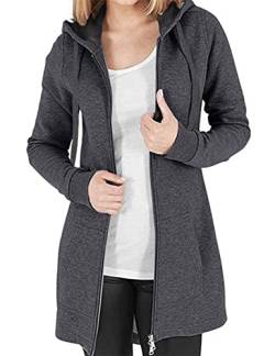 CMTOP Damen Sweatjacke Hoodie Kapuzenpullover mit Zipper Sweatshirt Jacke Langarm Pullover Kapuzenpulli Outwear Kapuzenjacke Herbst Winter(Dunkelgrau,L) von CMTOP