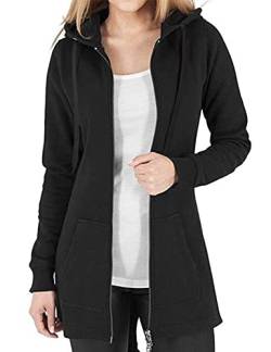 CMTOP Damen Sweatjacke Hoodie Kapuzenpullover mit Zipper Sweatshirt Jacke Langarm Pullover Kapuzenpulli Outwear Kapuzenjacke Herbst Winter(Schwarz,XL) von CMTOP