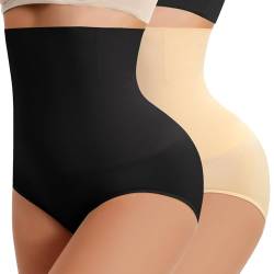 CMTOP Damen figurenformend Miederslip mit Bauch Weg Effekt Hoch Taile Bauchweg Miederhose Shapewear für Frauen Nahtlose Shapingpants(Farbe+Schwarz,L) von CMTOP