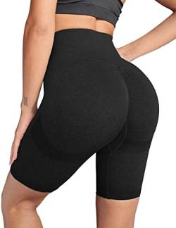 CMTOP Kurze Sporthose Damen Leggings Hohe Taille Push Up Yoga Shorts Fitness Training Laufshorts Yogahose(2-Schwarz,S) von CMTOP