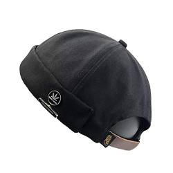 CMUNDLJQ Evetin Docker Mütze Adjustable Seemannsmütze Hafenmütze Bikercap Basecap Docker-Cap ganzjährig Tragbar Hat Brimless Hat Rolled Cuff Harbour Hat (010 Schwarz) von CMUNDLJQ