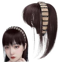 1pc breites Stirnband mit Pony, 9,8 Zoll synthetisches Haar Pony Stirnband, stilvolle natürliche Pony -Haare für Frauen Mädchen dunkelbraun von CNAFGBGG