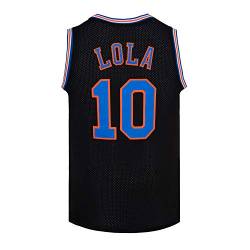 Herren Basketball Trikots #10 Lola Space Movie Jersey Shirts Weiß/Schwarz, Schwarz, Klein von CNALLAR