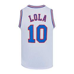 Herren Basketballtrikots #10 Lola Space Movie Jersey Shirts Weiß/Schwarz, Weiß, X-Groß von CNALLAR