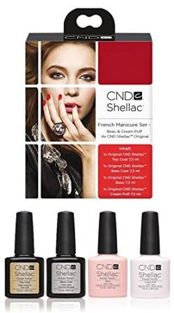CND Shellac UV/LED Nagellack French Manicure, Top Power Base Beau/Cream Puff 7,3 ml – 4 Stück von CND