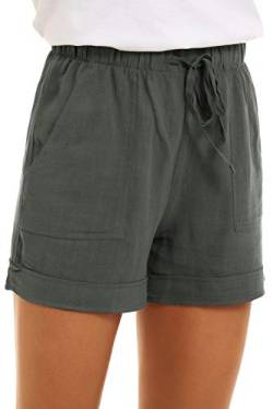 CNFUFEN Kurze Hose Damen Sommer Kurze Hose Große Größen Damen Short Stretch High Waist Kurze Hose Damen Damen Kurze Hosen Lässig Shorts Damen Baumwolle Armeegrün L von CNFUFEN