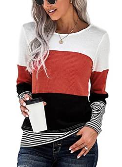 CNFUFEN Pullover Damen Winter Oversize Pullover Damen Longpullover Für Damen Damen Pullover Herbst Tunika Damen Langarm rot Klein von CNFUFEN