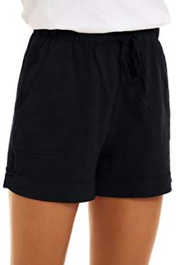 CNFUFEN Shorts Damen The Comfy Shorts Hose Damen High Waist Short Damen Elegant Oversize Shorts Damen Baumwolle Damen Kurze Hosen Lässig Schwarz M von CNFUFEN