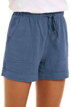 CNFUFEN Sporthose Damen Kurz Lockere Kurze Hosen Damen Short Damen High Waist Elegante Kurze Hose Damen Relaxhose Short Damen Chino Short Damen Hellblau L von CNFUFEN