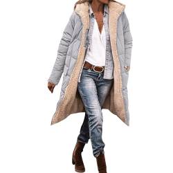 CNNBYYDS Damen Warm Wintermantel Reversibel Sherpa Fleecejacke Lang Pufferjacke mit Kapuze Frauen Oberbekleidung Winter Warme Jacke Outdoorjacke Steppjacke Steppmantel Daunenjacke von CNNBYYDS