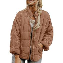 CNNBYYDS Winterjacke Damen Steppjacke Damen Leicht Jacke Winter Warm Mantel Fleecejacke Packbare Langarm Gesteppt Stepp Jacke Übergangsjacke Stylischer Wintermantel für Frauen mit Taschen von CNNBYYDS