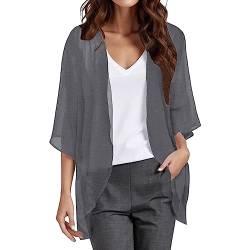 Damen Sommer Chiffon Kimono Cardigan Leicht Casual 3/4 Ärmel Beachwear Bikini Cover Up Strickjacke Einfarbige Leichte Sommerjacke Strand Shawl Bluse Oberteil Tops Offene Front Jacke für Sommer von CNNBYYDS