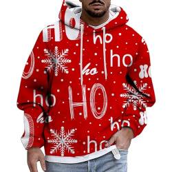 Herren Christmas Kapuzenpullover 3D Druck Weihnachten Hoodie Herren Damen Weihnachtspullover Lustig Hoodies Xmas Pullover Langarm Hooded Kordelzug Sweatshirt mit Kapuze Männer Weihnachtshoodie von CNNBYYDS