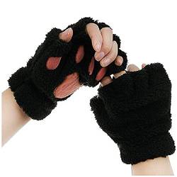 Katzenpfoten Handschuhe 1 Paare Warme Halbfinger Fausthandschuhe Niedliche Cartoon Winter Handschuhe Outdoor Fingerlos Gloves Kunstpelz Plüsch Katzen Krallen Winterhandschuhe für Mädchen Frauen von CNNBYYDS