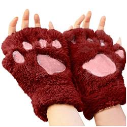 Katzenpfoten Handschuhe 1 Paare Warme Halbfinger Fausthandschuhe Niedliche Cartoon Winter Handschuhe Outdoor Fingerlos Gloves Kunstpelz Plüsch Katzen Krallen Winterhandschuhe für Mädchen Frauen von CNNBYYDS