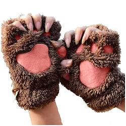 Katzenpfoten Handschuhe 1 Paare Warme Halbfinger Fausthandschuhe Niedliche Cartoon Winter Handschuhe Outdoor Fingerlos Gloves Kunstpelz Plüsch Katzen Krallen Winterhandschuhe für Mädchen Frauen von CNNBYYDS