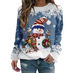 Weihnachtspullover Damen Lustig Rundhals Langarmshirt Herbst Wnter Pullover Elegant Bluse Casual Lose Weihnachts Sweatshirt Damen Rentier Druck Weihnachtsmotiv Xmas Pulli Oberteile Weihnachtspulli von CNNBYYDS