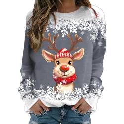 Weihnachtspullover Damen Lustig Sweatshirt Damen Oversized Rundhals Langarm Weihnachten Pullover Casual Ugly Christmas Sweater Elegant Bluse Oberteile Frauen Langarmshirt Weihnachts Xmas Pulli Shirt von CNNBYYDS