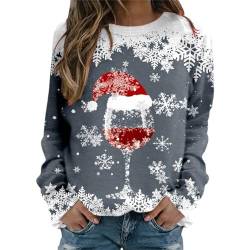 Weihnachtspullover Damen Lustig Sweatshirt Damen Oversized Rundhals Langarm Weihnachten Pullover Casual Ugly Christmas Sweater Elegant Bluse Oberteile Frauen Langarmshirt Weihnachts Xmas Pulli Shirt von CNNBYYDS