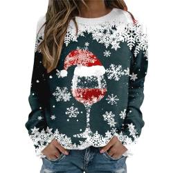 Weihnachtspullover Damen Lustig Sweatshirt Damen Oversized Rundhals Langarm Weihnachten Pullover Casual Ugly Christmas Sweater Elegant Bluse Oberteile Frauen Langarmshirt Weihnachts Xmas Pulli Shirt von CNNBYYDS