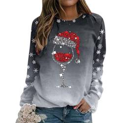 Weihnachtspullover Damen Lustig Sweatshirt Damen Oversized Rundhals Langarm Weihnachten Pullover Casual Ugly Christmas Sweater Elegant Bluse Oberteile Frauen Langarmshirt Weihnachts Xmas Pulli Shirt von CNNBYYDS