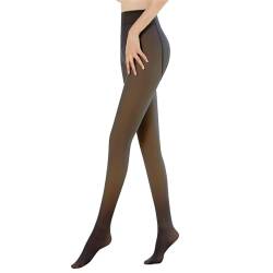 CNTSFS Thermostrumpfhosen für damen Gefütterte Strumpfhose Winter Gefälschte Durchscheinend Dicke Pantyhose Warmer Leggings(Schwarz Durchsichtig 220g von CNTSFS