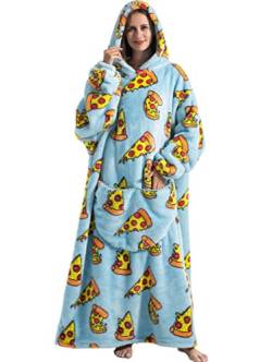 CNTSFS Übergroße Hoodie Decke Sweatshirt Kapuzenpullover Oversized Wearable Blanket Warme Sweatshirt mit Einheitsgröße Herren Damen(Pizza 140cm) von CNTSFS
